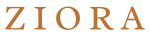 The brand name 'ZIORA' is displayed in a warm brown serif typeface, centered on a solid white background.